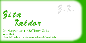 zita kaldor business card